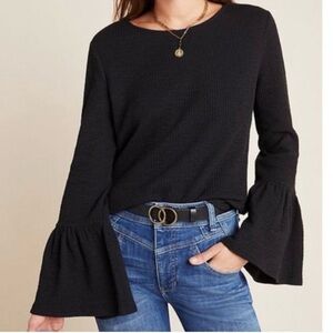 Anthropologie Porridge Joan Bell Sleeve Top Small Black Whimsigoth Boho Hippie